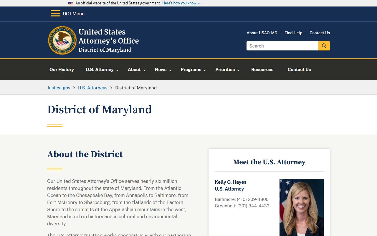 Baltimore City court records U.S. Attorney District of Maryland page