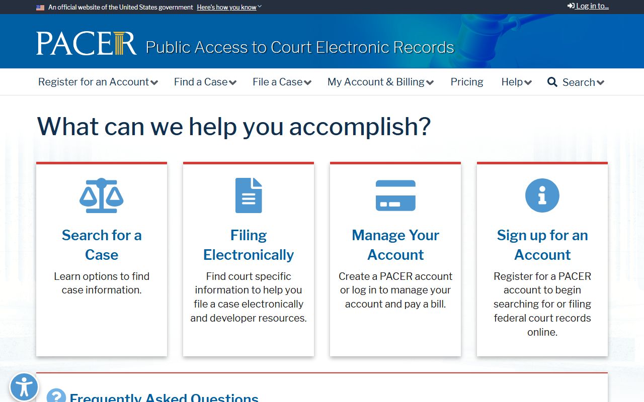 Baltimore City court records PACER federal court records service