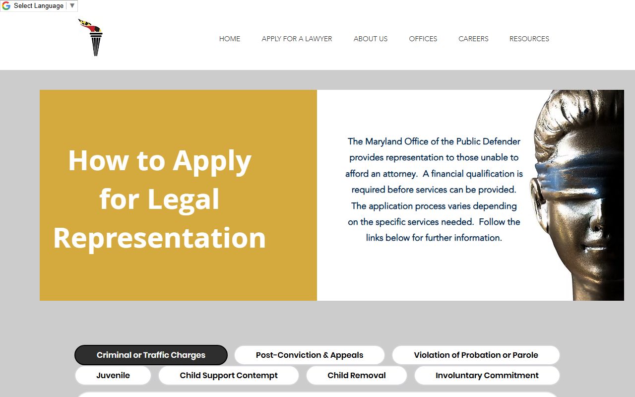 Baltimore City arrest records OPD application page
